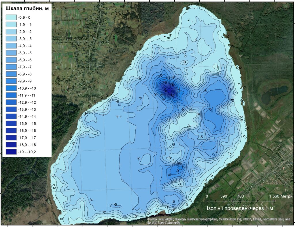 Карта глибин оз. Пулемецьке